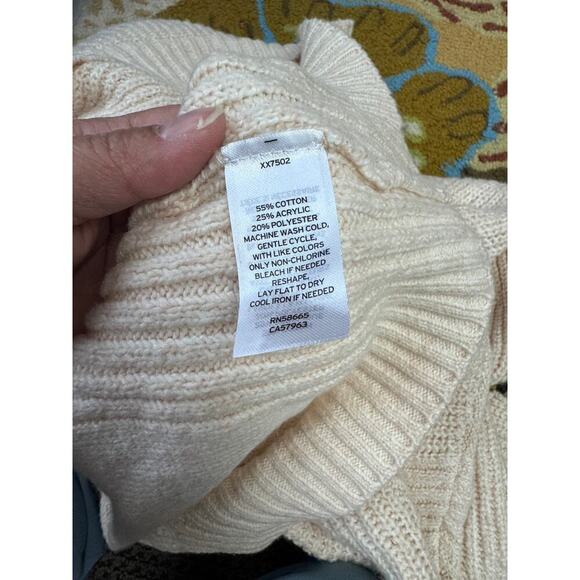 ABOUND Oatmeal Ribbed Knit Hoodie Sweater Women’s L Cozy Neutral Pullover - Picture 5 of 7